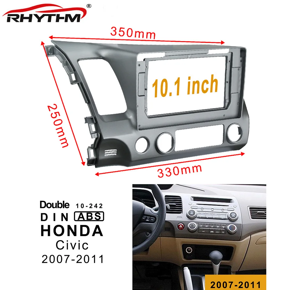 only frame 10,1 дюймов 2din Автомагнитола фасции для HONDA CIVIC 2007-2011 левое колесо Лицевая панель в-dash установка двойной Din рамка DVD рамка - Название цвета: only frame