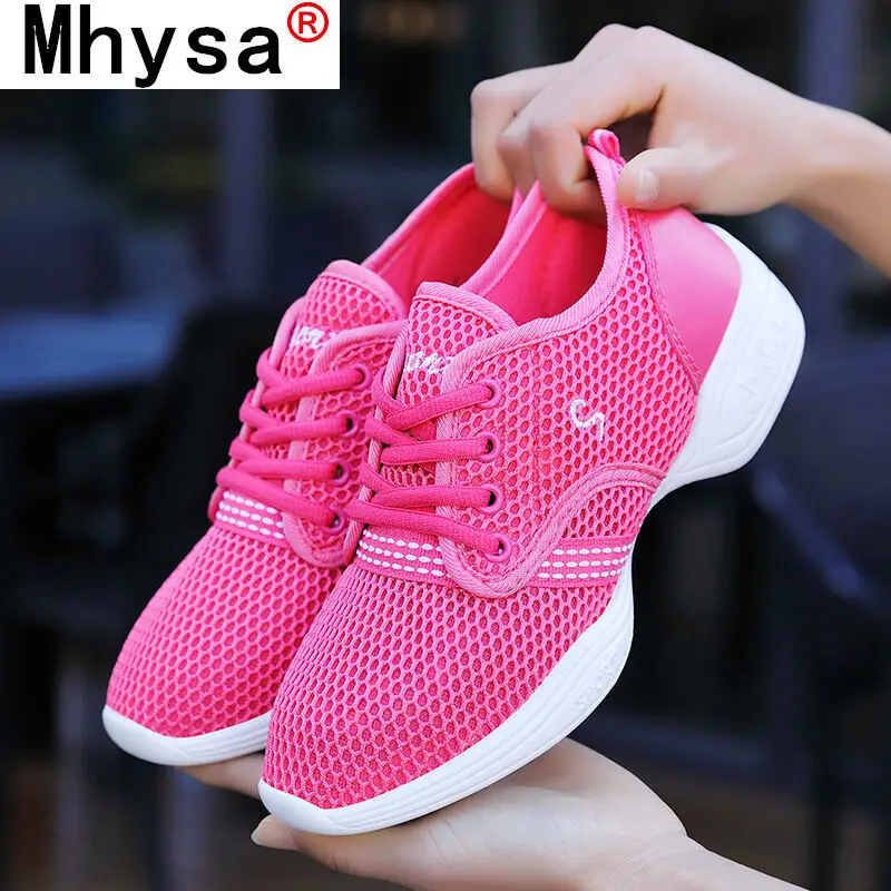 

2021 New Women Casual Shoes Spring Breathable Mesh Slope Heel Women Vulcanized Shoes Fashion Soft Bottom Sneakers Zapatos Mujer