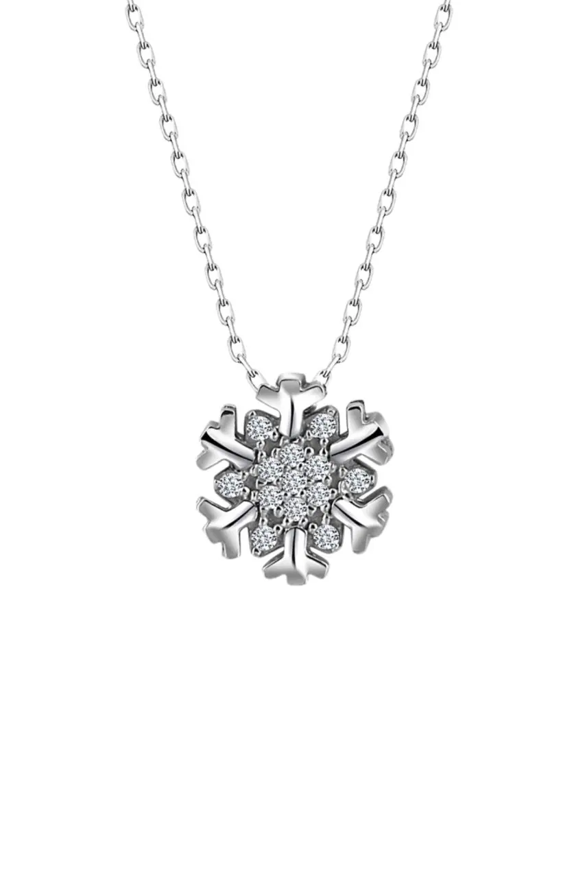 

Swarovski Cubic Zirconia Certified Tiny Snowflake 925 Sterling Silver Pendant
