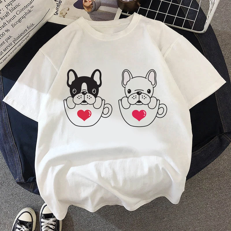 

Women's T-shirt 90s Ulzzang Harajuku Graphic Funny Cute dog Print T-shirt O Neck Casual Women's Top T-shirt