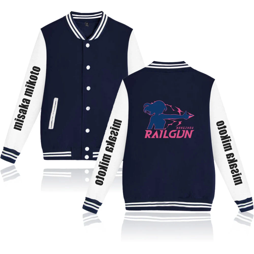 

WAWNI Misaka Mikoto Baseball Jacket Polyester Plus Cotton Unisex Trendy Hip Hop Baseball Fashion Print Jacket Oversized Tops