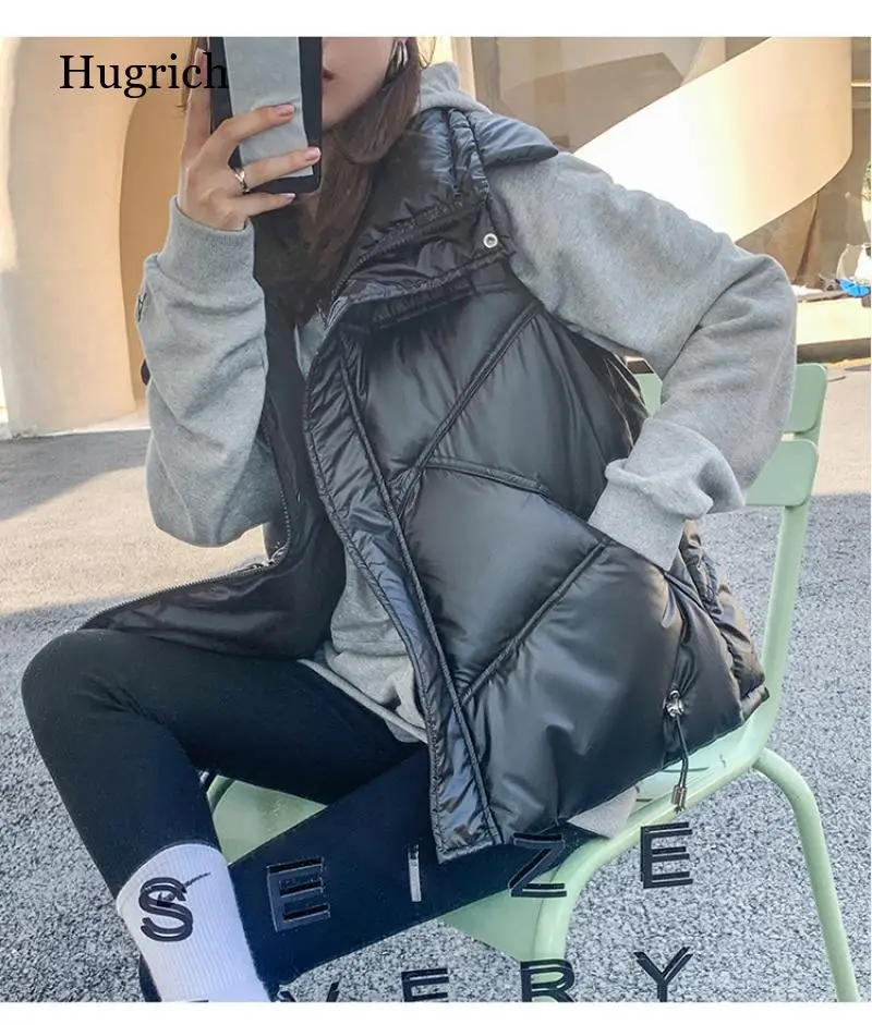 

Zipper Padded Vest for Women Sleeveless Jacket Plain Korean Style Loose Winter