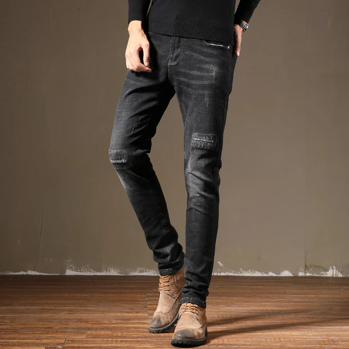 2020 Осенние новые хлопковые мужские джинсы деловые Модные Классические Стильные