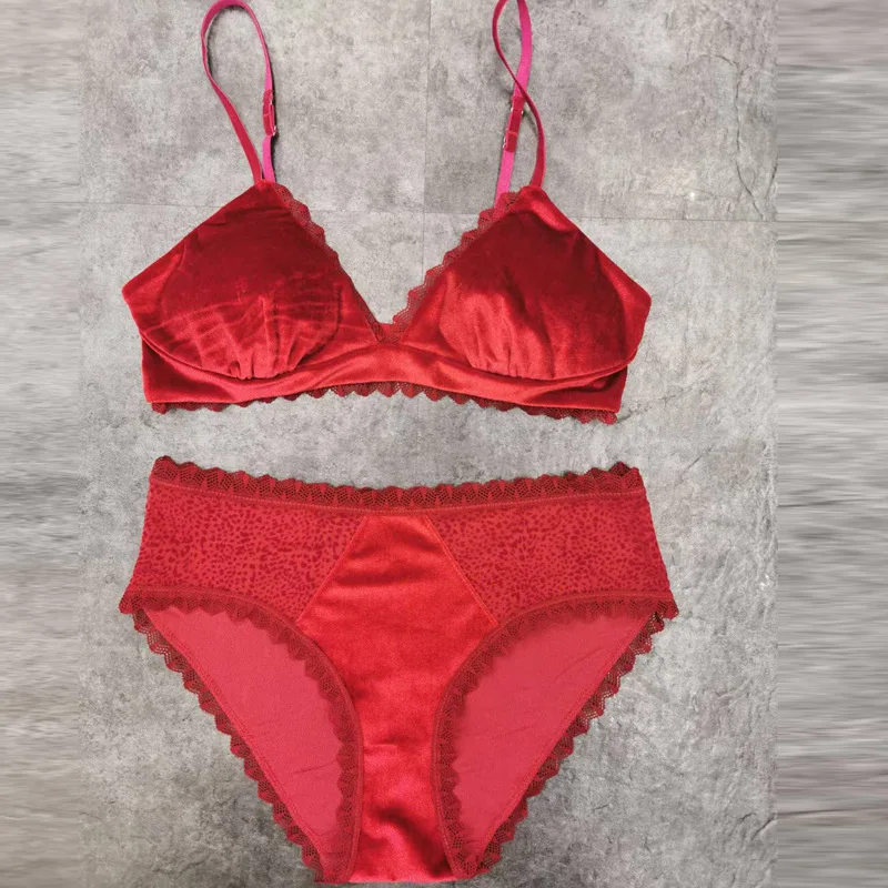 

Hjwsfdcai Ladies Velvet Bra Set Breathable Comfortable Thin Bra No Steel Ring Underwear Women Sexy Lace Lingerie Free Shipping
