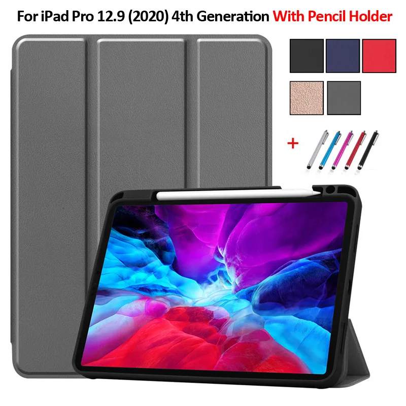 

Case Cover With Pencil Holder For iPad Pro 12.9 Case 2020 Tri-Fold PU Leather Smart Tablet For iPad Pro 12.9 2020 Case Coque