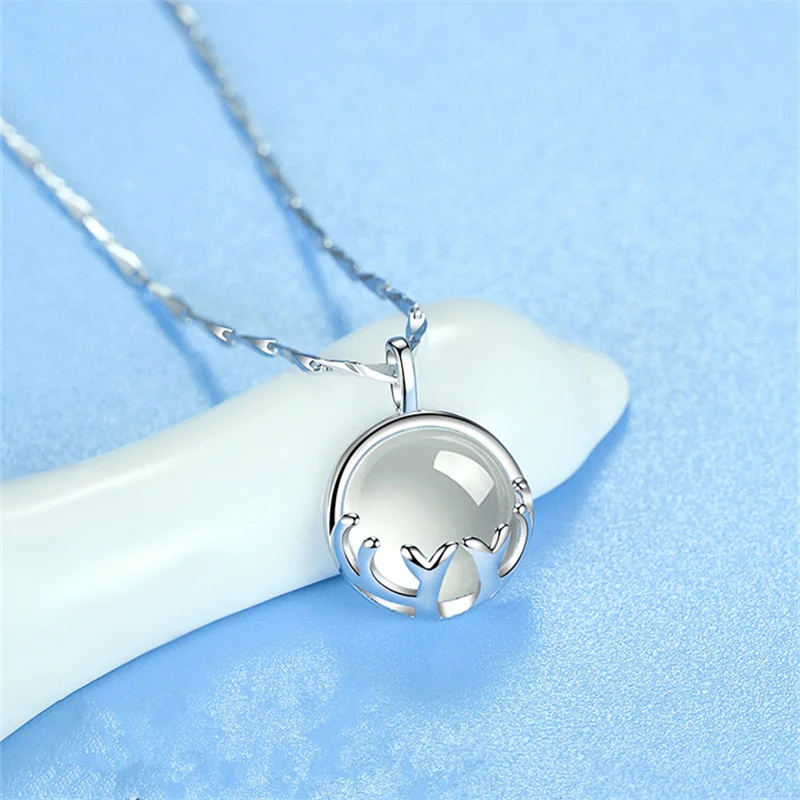 

Cute Crystal Deer Pendant Necklace For Women Jewelry Exquisite Chain Clavicle Female Silver 925 Choker Necklaces Lady Party Gift