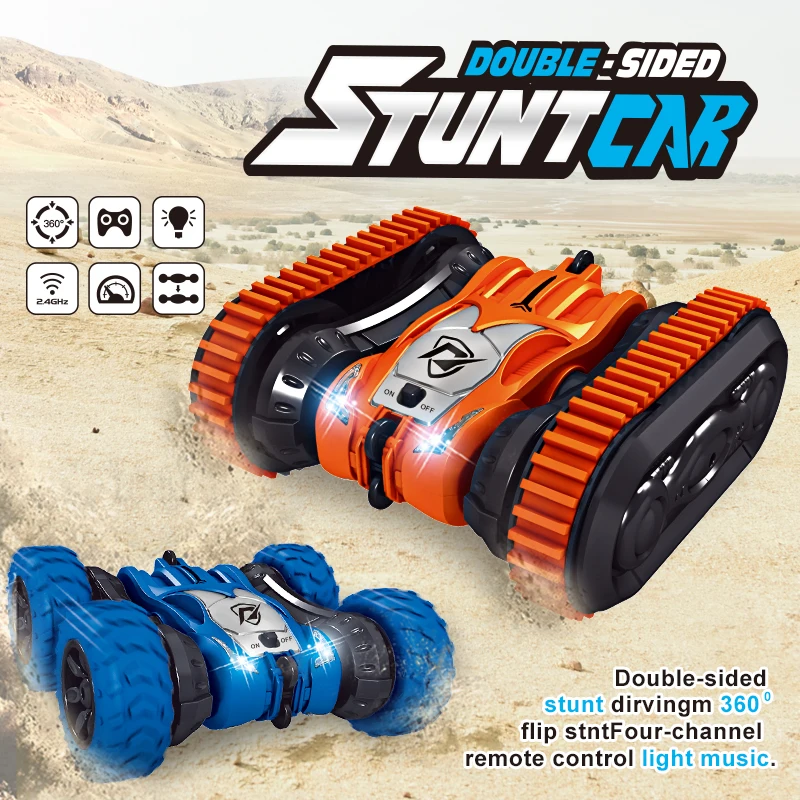 

2in1 Double-sided RC Stunt Car Tank Tracked Car Remote Control High and Low Speed Double Roll Car Toys for Children Boy Kids