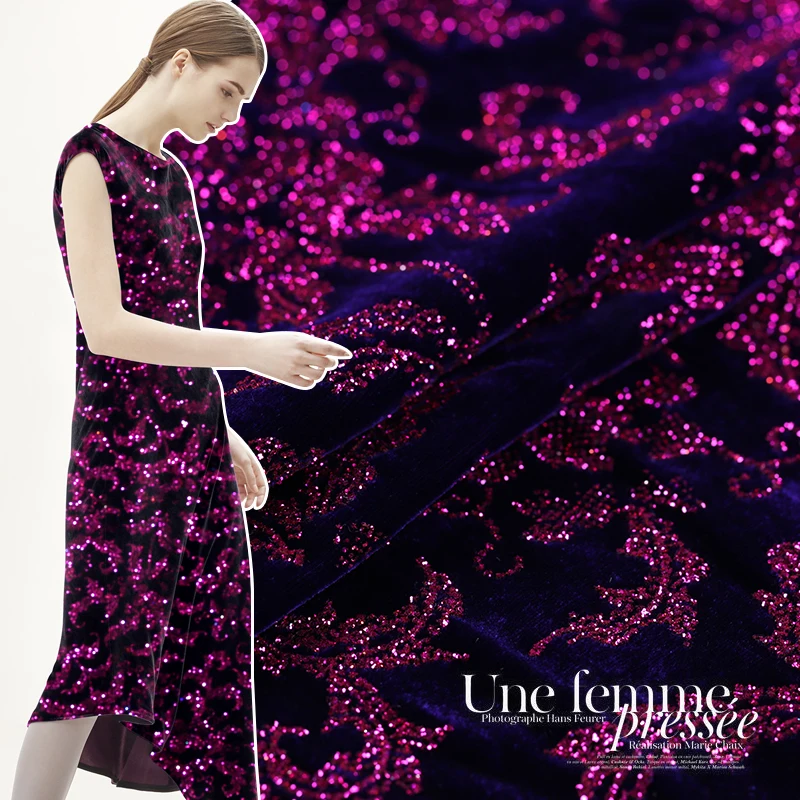 Модная шелковая Бархатная ткань с горячим тиснением для платья тканевая в стиле