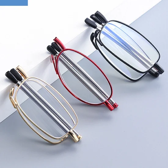 

W Складные портативные новые очки для чтения для пожилых людей прозрачные HD-очки для чтения с защитой от сисветильник металлическая оправа
