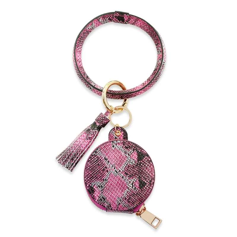 

2021 New Earbuds Keychain Bracelet Leather Case Wristlet with Makeup Mirror for Women