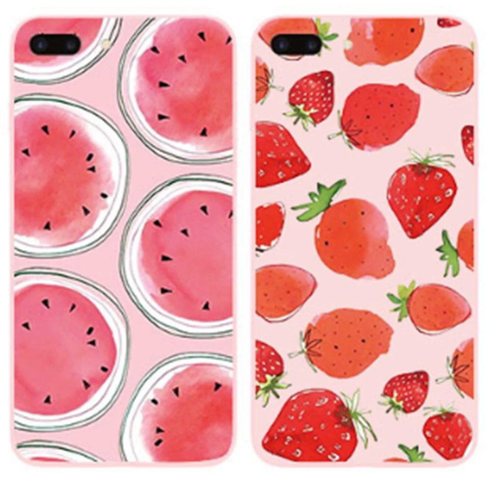 

Fashion Pink Fruit Phone Case For IPhone 11 Pro Max X Xr Xs 6 6S 7 8 Plus Soft Cover Cute Strawberry Watermelon Cellphone Shell