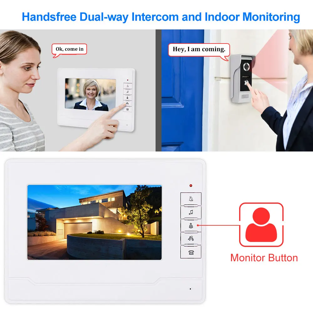 7 дюймов проводной Цвет видео телефон двери домофон Системы открытый Камера