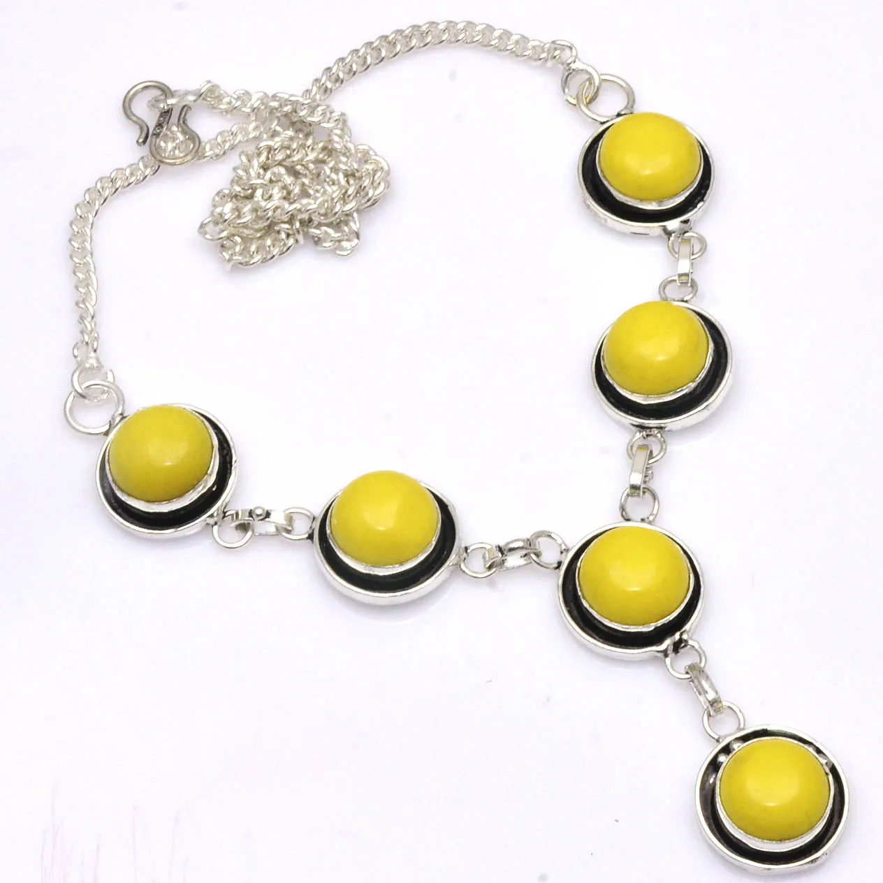

Genuine Yellow Agate Pendant Silver Overlay over Copper, 47.5 cm , N4570