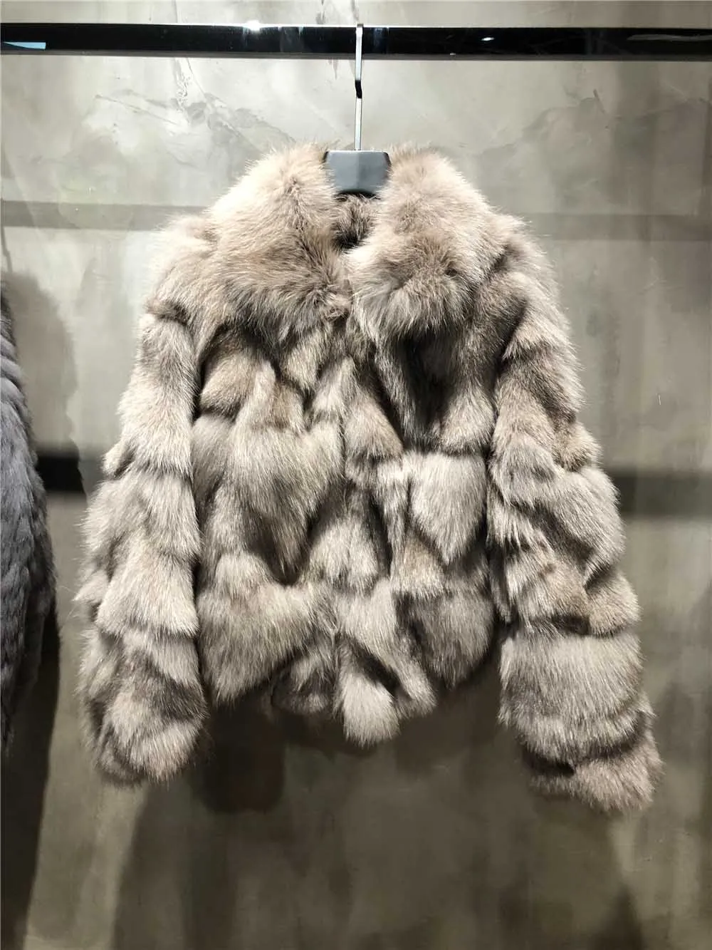 Khaki Модное пальто из лисьего меха, Женская куртка из натурального меха, толстая теплая меховая верхняя одежда,, высокое качество, S7567 - Цвет: Khaki
