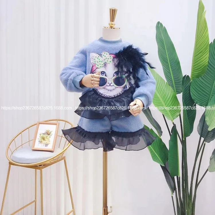 Детская одежда Новинка 2019 года зимний утепленный бархатный свитер с милым