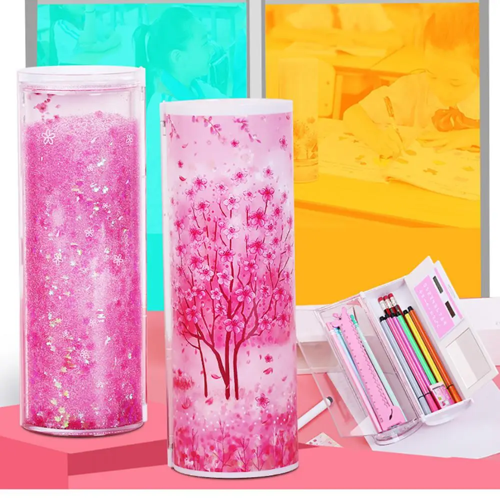 

Эффект сыпучего песка для офисных принадлежностей многофункциональная ручка чехол Прозрачный Простой цилиндрической формы с большой вмес...