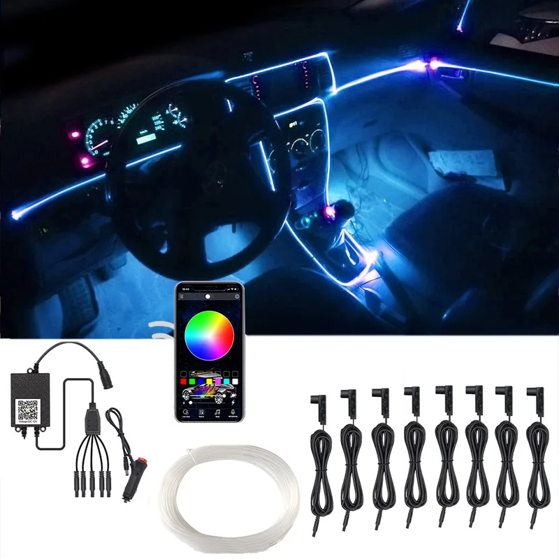 

Auto Ambient Lamp Interior Atmosphere Light Refit Decoration Strips Shine Self-designed Music Flexible Car LED Neon Cold Light
