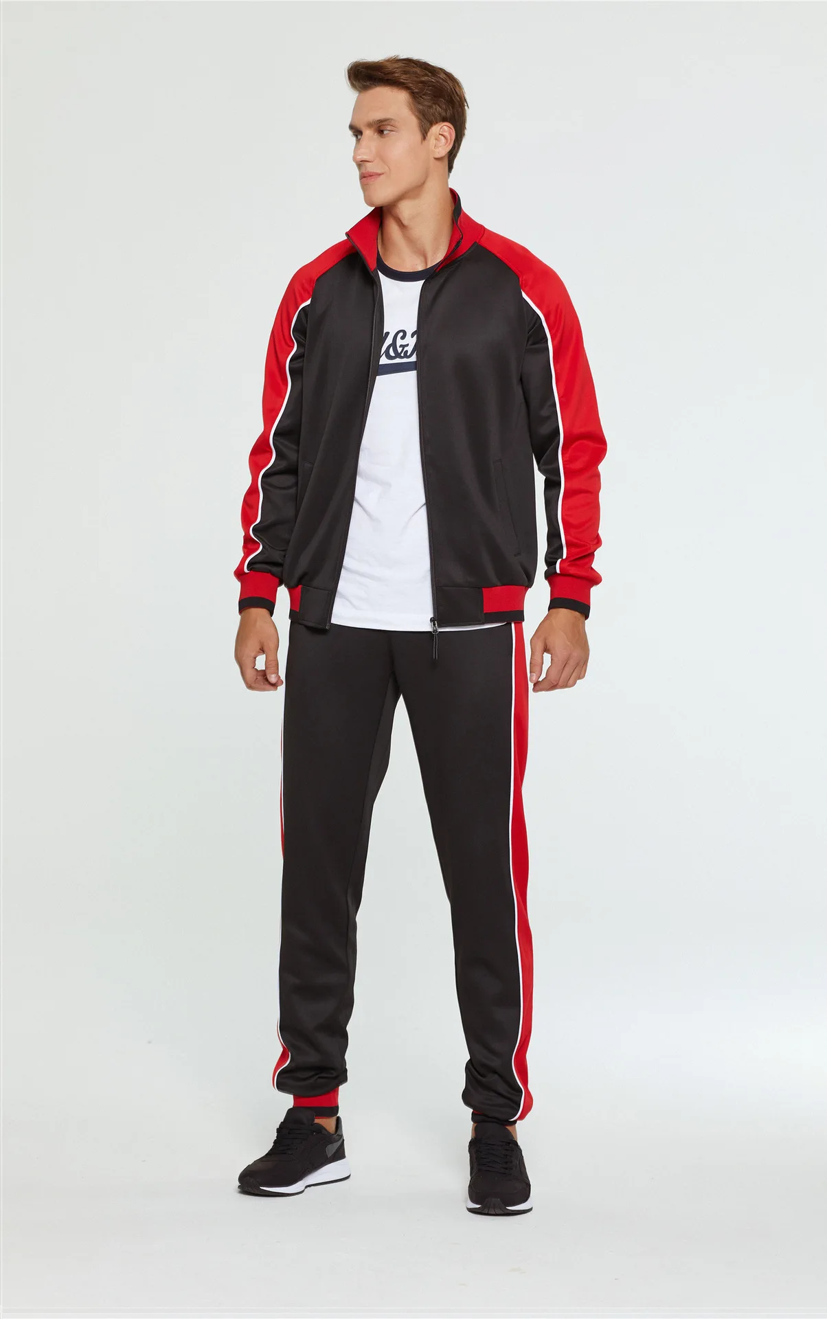 

Spring Autumn Men's Sport Suit Loose Color Matchicng Casual Fashion Fitness Running Breathable Stretchy Hot Sale Male Clothes