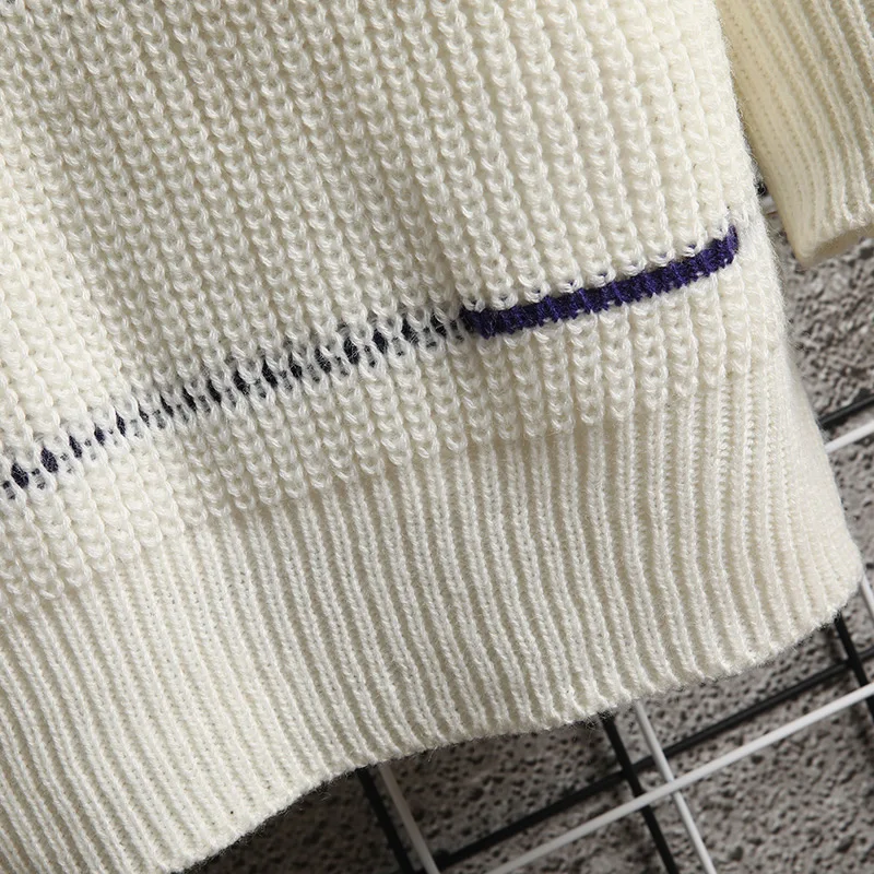 

SingleRoad Mens Knitted Sweater Men 2020 Winter Striped Casual Harajuku Jumper Oversized Korean Style Pullover Black Sweater Men