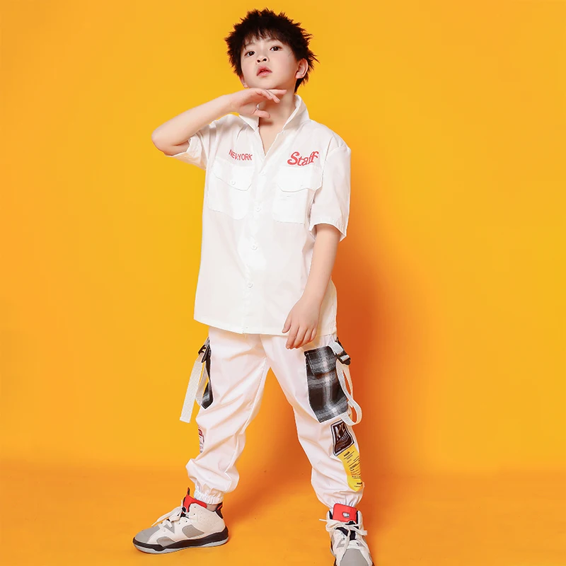 Детская одежда для фестиваля в стиле хип хоп белая футболка повседневные штаны