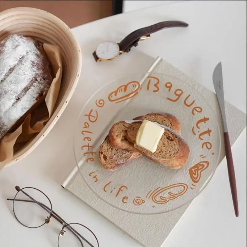 

Cheese Illustration Good-looking Creative Glass Plate Breakfast Dessert Plate Drop Resistant And High Temperature Resistant