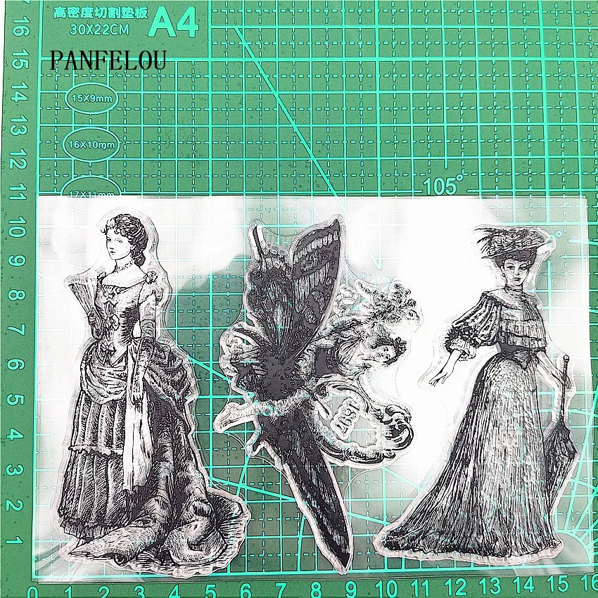 Прозрачный силиконовый штамп PANFELOU 11*16 с изображением леди ангела/печать сделай