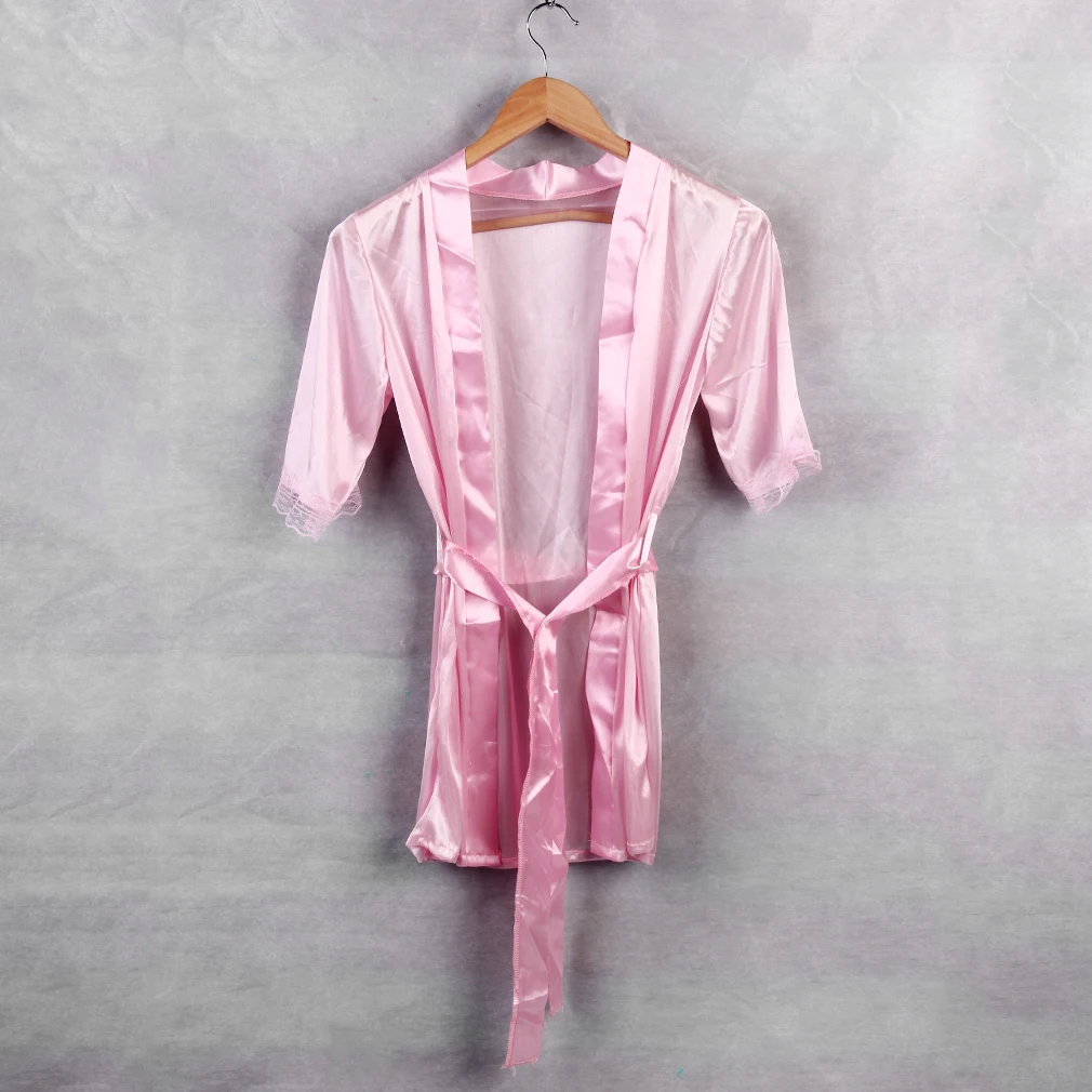 1 комплект женское сексуальное белье Babydoll Халат + стринги атласная кружевная