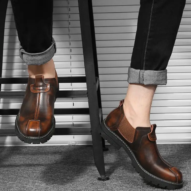 Брендовые мужские кожаные ботильоны оксфорды в британском стиле повседневные