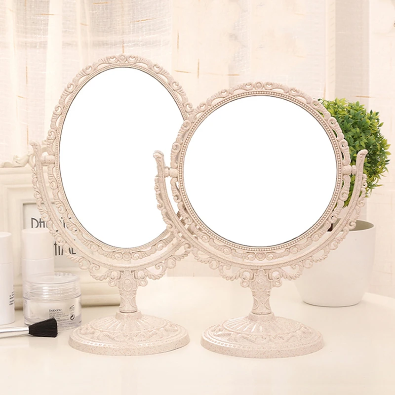 

Retro Makeup Mirror Portable Beauty Mirror Home Decoration Accessories Round Espejo Plastic Framed Espelho Decor Cosmetic Tools