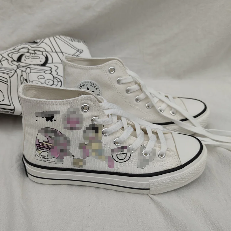 

Ultraviolet Color Changing Canvas Shoes Women's Cartoon Casual Sneakers Women's High-top Shoes versatile Student Anime Shoes