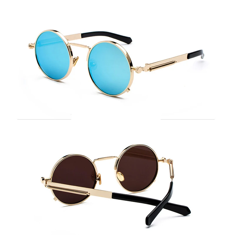 Oculos de sol feminino женские красные очки круглые стимпанк металлические пружины Поляризованные солнечные ретро-очки мужские uv400 Высокое качество
