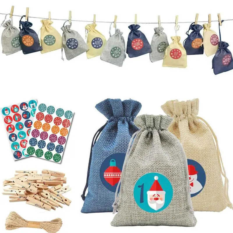 

1 Set of Drawstring Gift Packaging Bags Gift Storage Bags Xmas Decoration