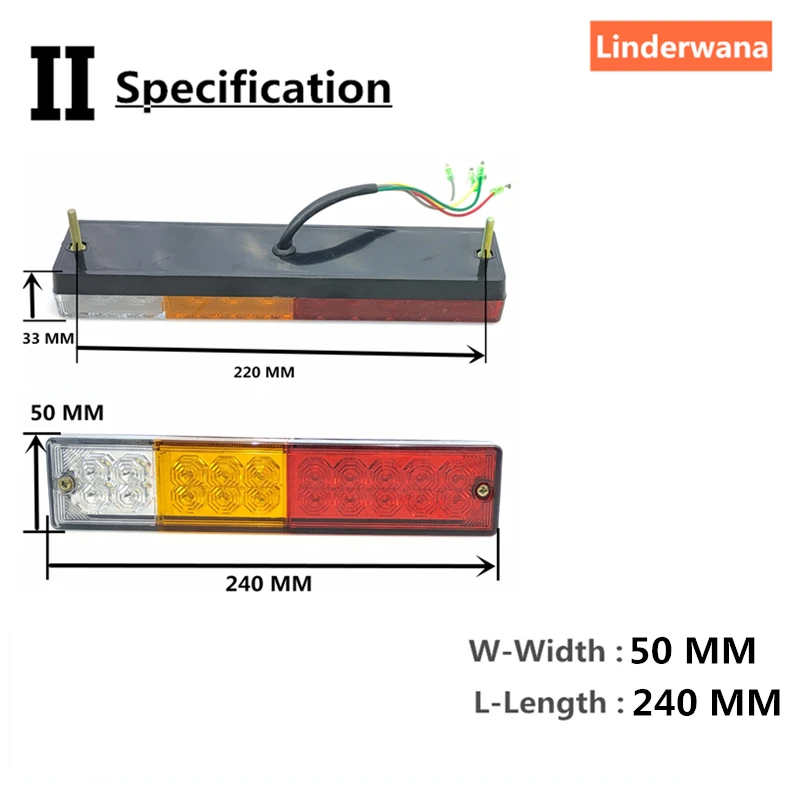 

2Pcs 24V 20LED Waterproof ATV Trailer Truck LED Tail Light Lamp Universal Car Taillight Reversing unning Brake Turn Lights