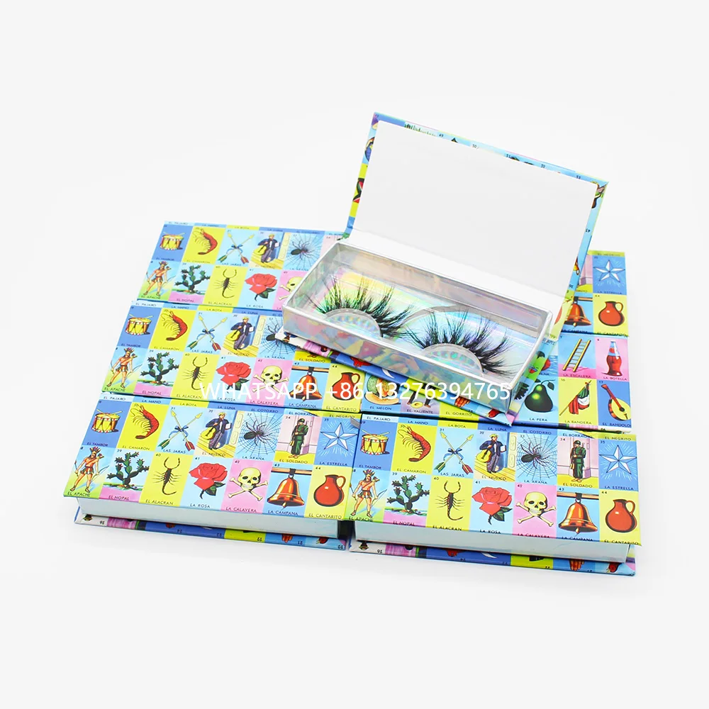 

Fashion Cartoon Puzzle Mink Lashes Boxes With Tray Custom Lashbox Packaging With Logo Holographic Inside Box Mink Lashes Vendor