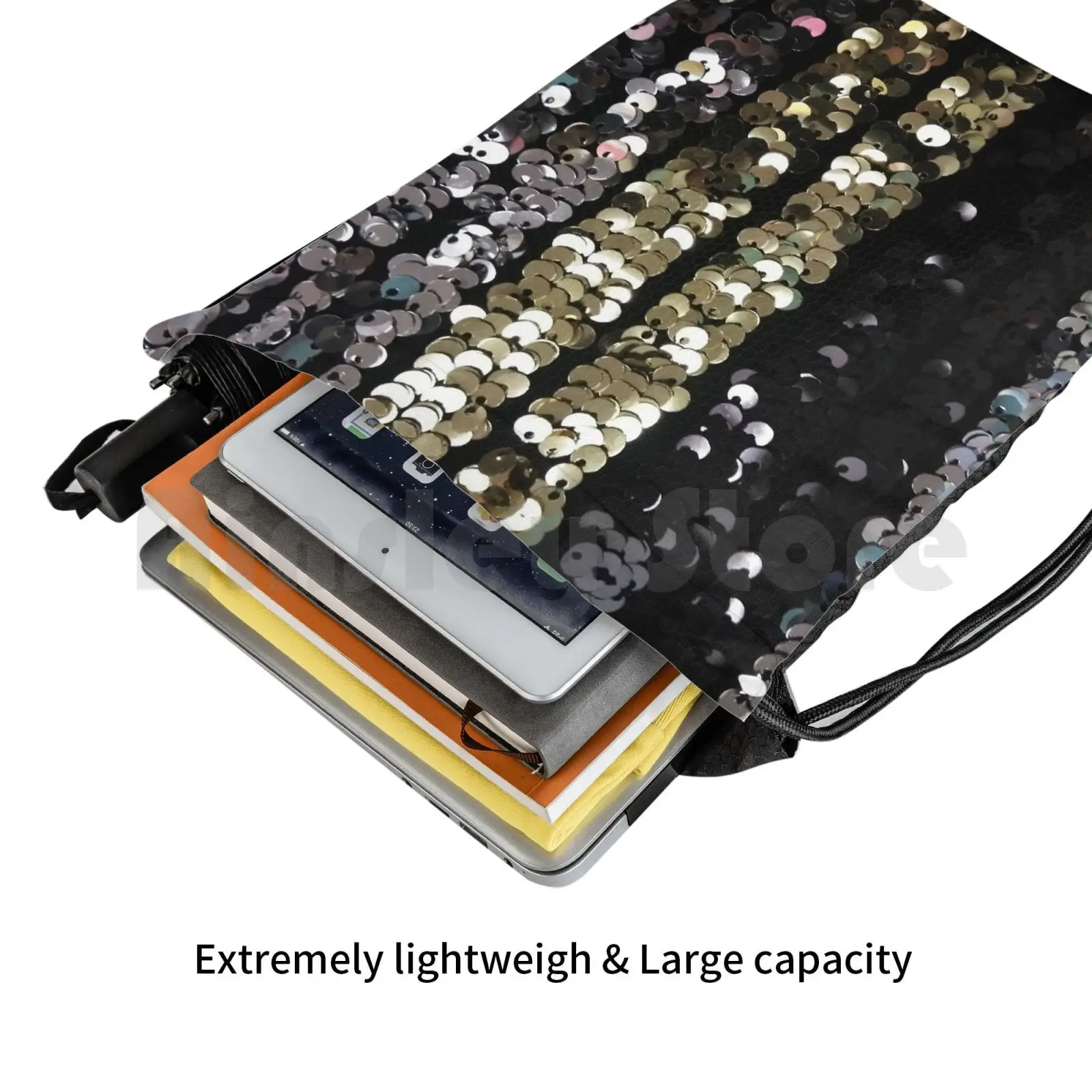 Черный золотистый и серебристый рюкзак с блестками сумка на шнурке для верховой