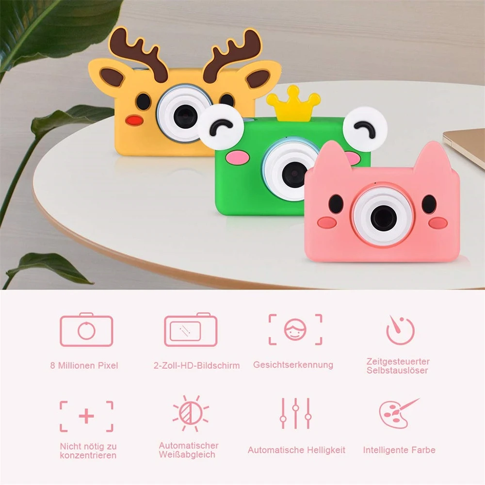 

C1 Children Cartoon Camera 2 inch Screen 1080P HD 8M Lens Mini Shockproof Digital Kids Chargeable Cam Educational
