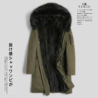 real fur coat natural raccoon fur liner parka korean fashion jacket men streetwear warm parkas plus size jackets yy612