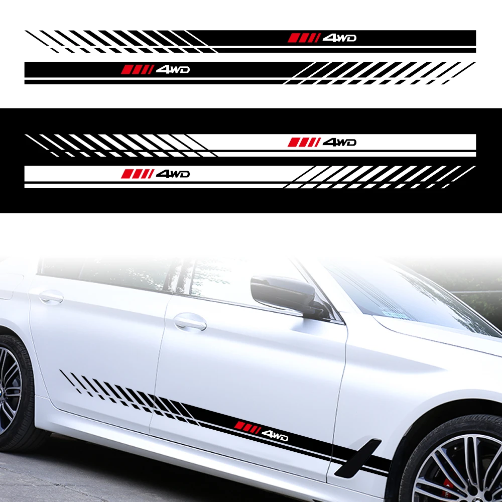 

2pcs Car Body Sticker Fashion WRC Stripe Vinyl Side Skirts Decal for Toyota TRD C-HR Mirai Avensis RAV4 Land Cruiser Prius Yaris