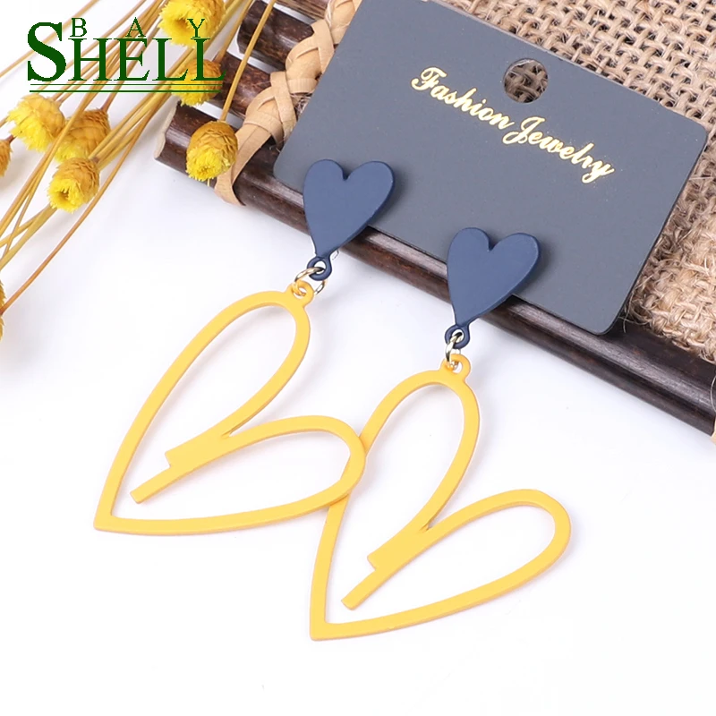 

Shell bay Women Heart Earrings Jewelry Cute Drop Earrings Women Fashion Earrings Bohemian Multicolor Love Statement Small gifts