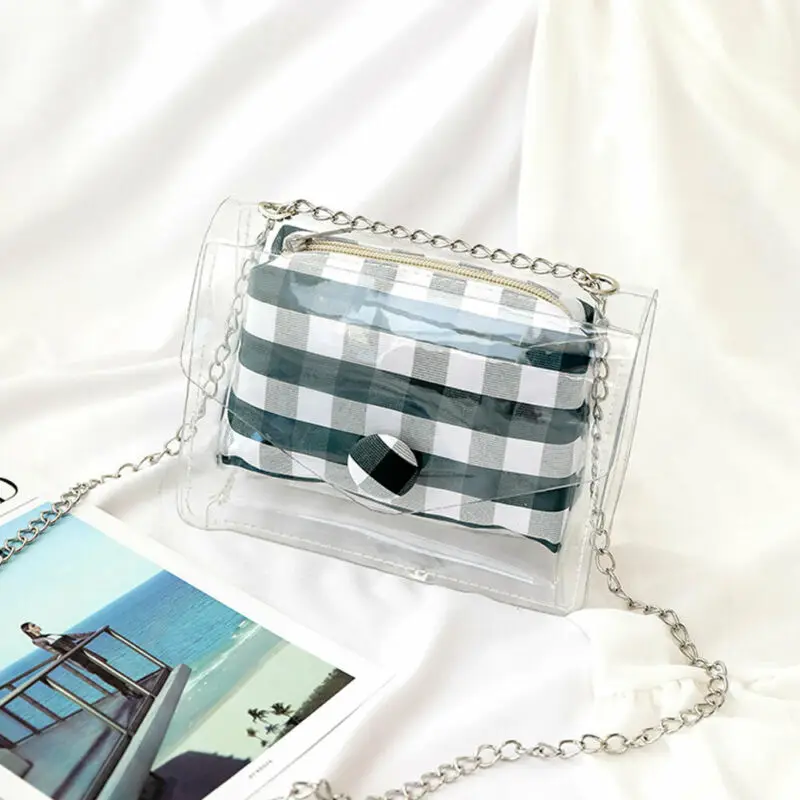 Новинка 2019 Женская Прозрачная ПВХ прозрачная цепочка желе сумка-шоппер сумка