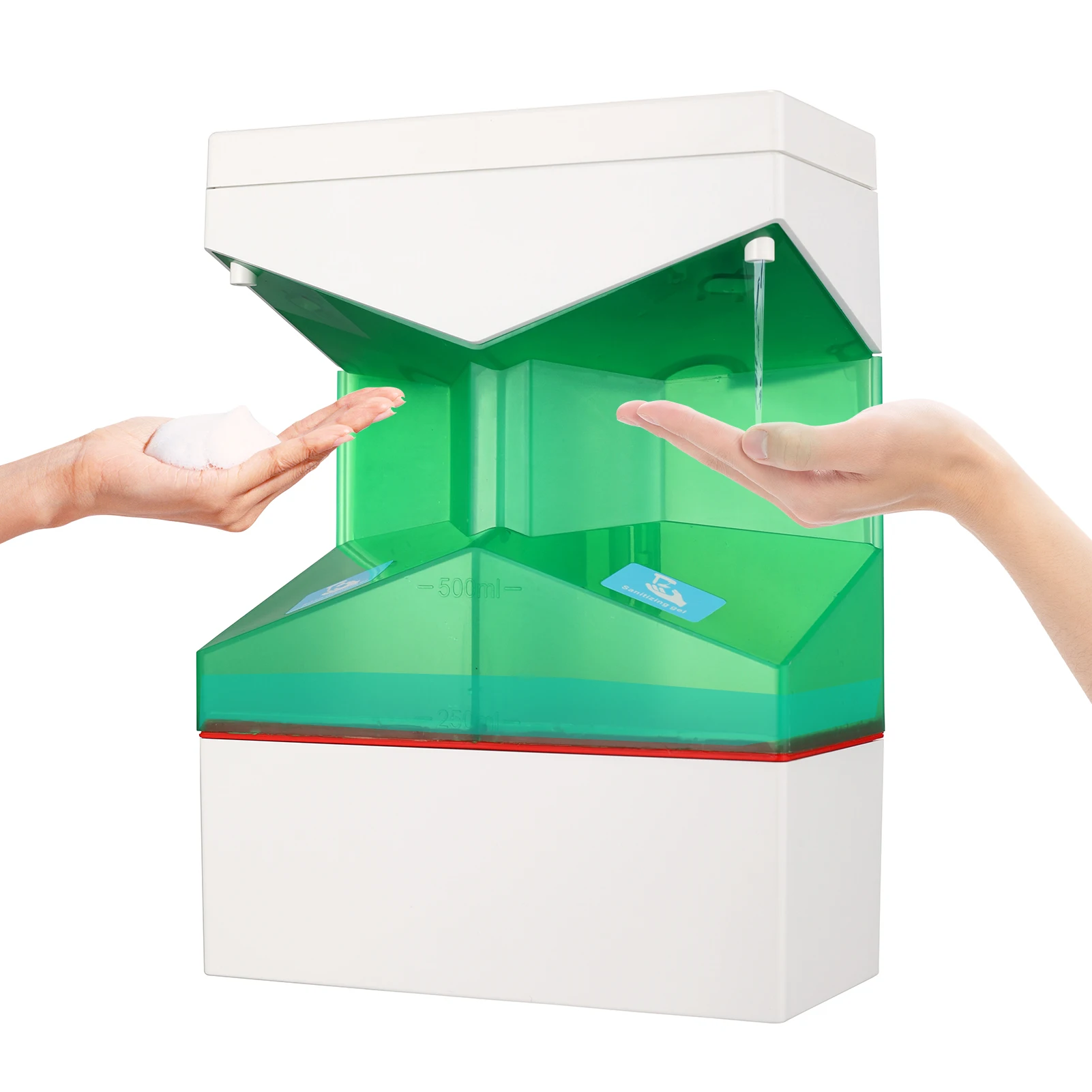 

Automatic Soap Dispenser 500ml +500ml Double-headed Touchless Soap Dispensers with 3 Dosage Levels Non Perforation Wall-mounted