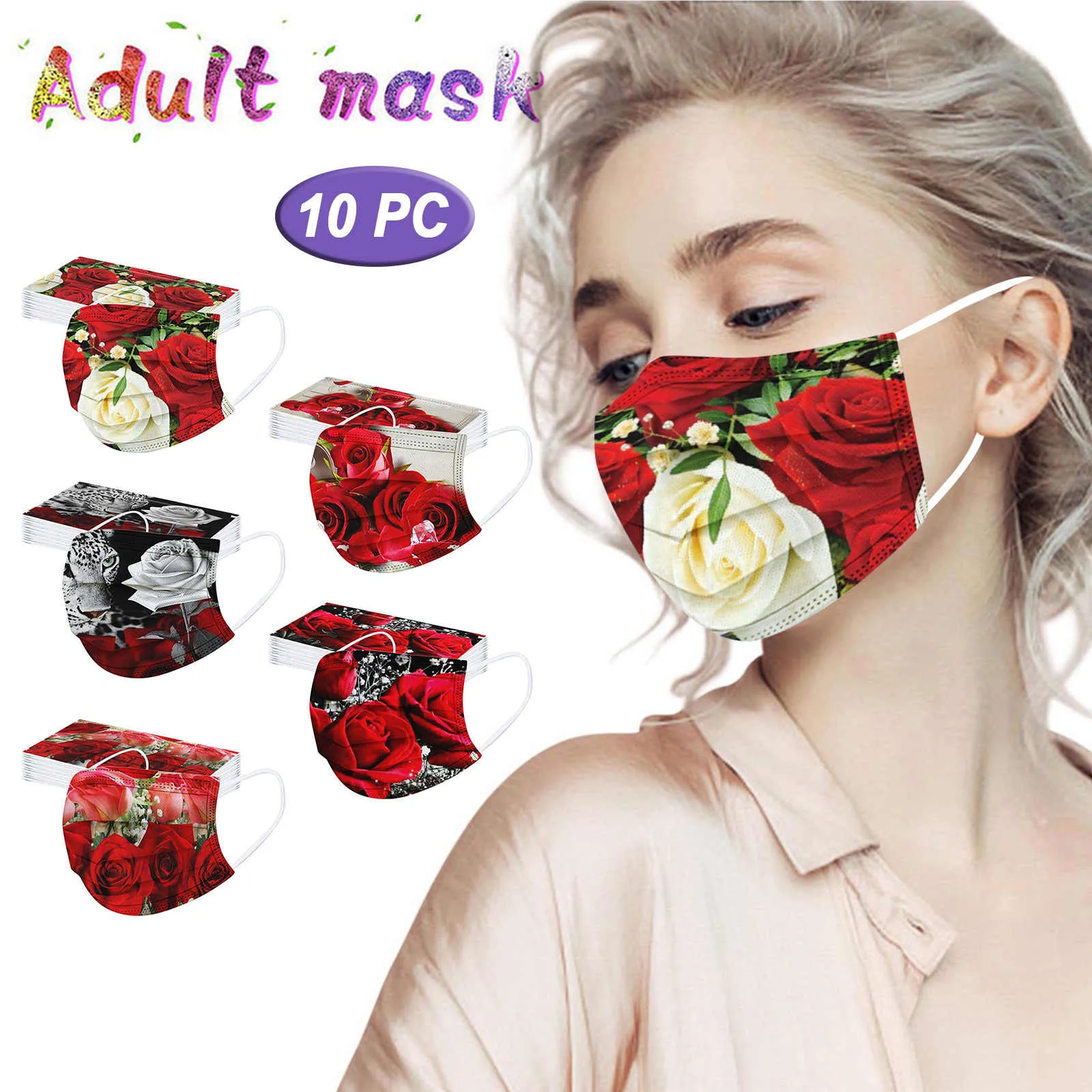 

10pcs Disposable Mask For Women Dust-proof Cartoon Print Face Mask Mask Three-layer Protective Mask Mascarilla Halloween Cosplay