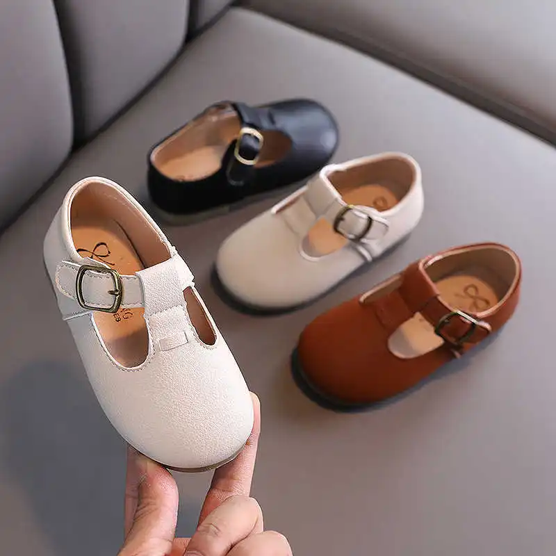 

Girls Shoes Boys Flats T Strap Kids Shoes Leather Dress Shoes For Child Girls Princess Shoes Baby Toddlers Anti-Slippery 1-5y