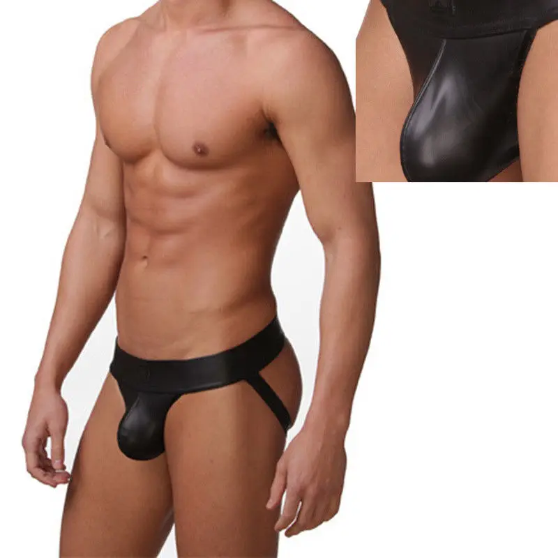 

Meihuida Male's Sissy Panties G-string Underpants Jockstrap Erotic Gay Briefs Newest Sexy Men PU Leather Thongs Briefs Underwear