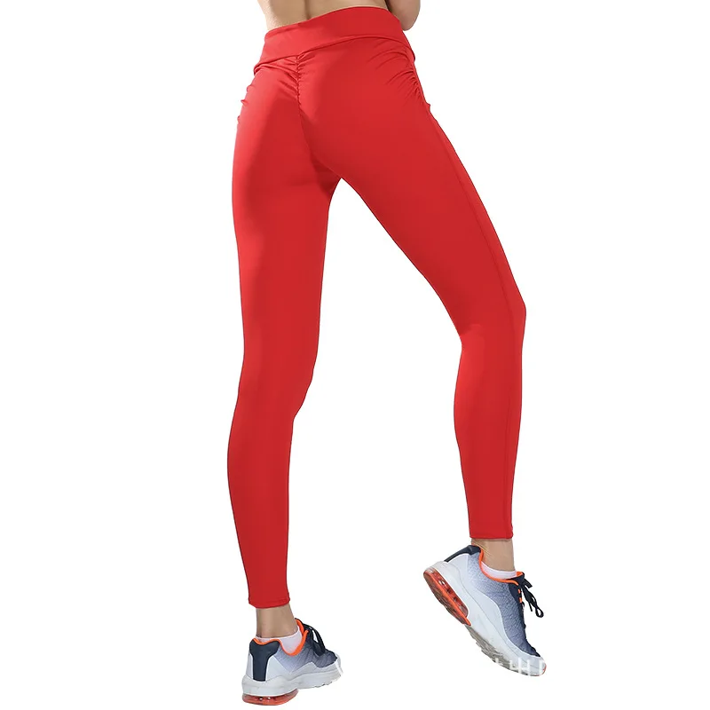 

NORMOV Pleated Breathable High Waist Hip Lift Multi-Color Women's Leggings Tight Fitness Sports Push-Up Yoga Women's Clothing