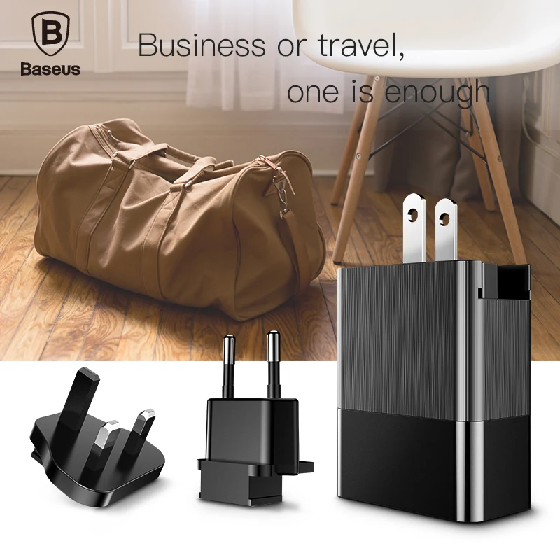 Сетевое зарядное устройство Baseus 3 в 1 с портами USB вилка стандарта ЕС США