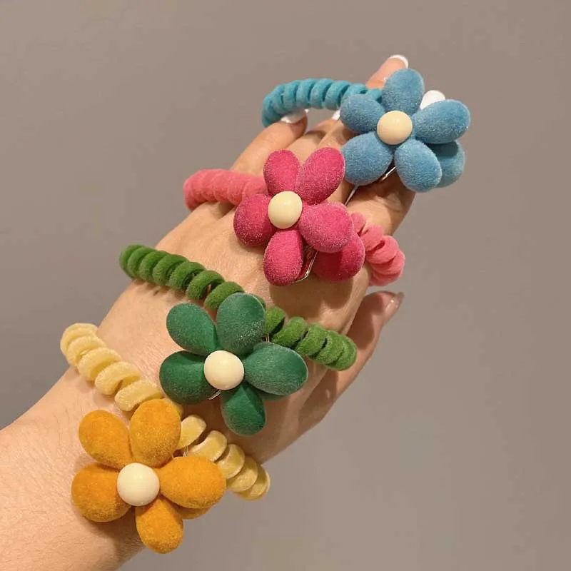 

High Elastic Hair Band Plush Flower Hair Clip Hair Tie Ponytail Holder Lady Hair Scrunchies Girls Sweet Popular Hair Accessories