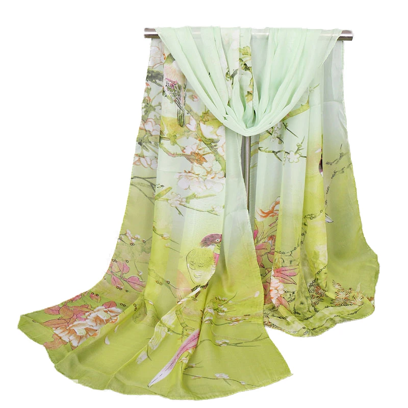 Модный женский длинный мягкий шарф с принтом лотоса шаль градиентные шарфы