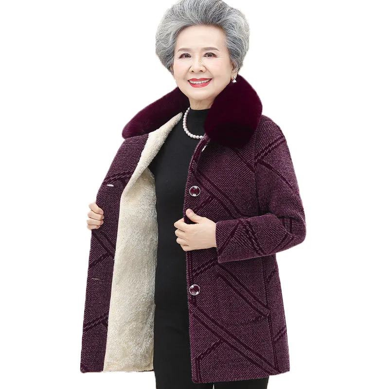 2022 New Fashion Elderly Women Winter Warm Jacket Coat Female Thicken Imitation Mink Velvet Coats Parkas Outerwear Overcoat