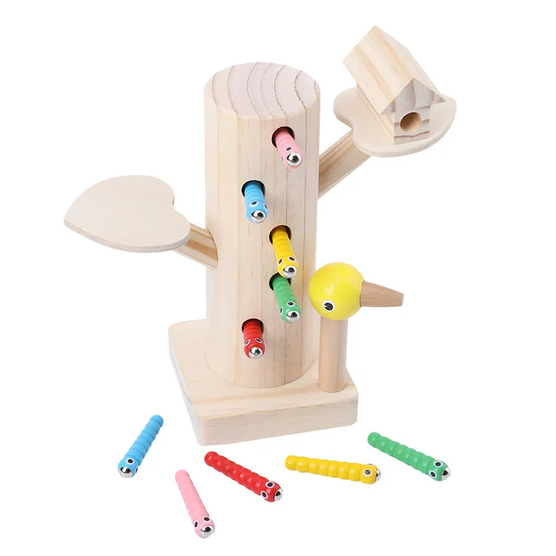 Juguetes de madera Montessori para beb&eacute;, juguete cognitivo 3D de fresa con capacidad de agarre, rompecabezas educativo para edades tempranas-4